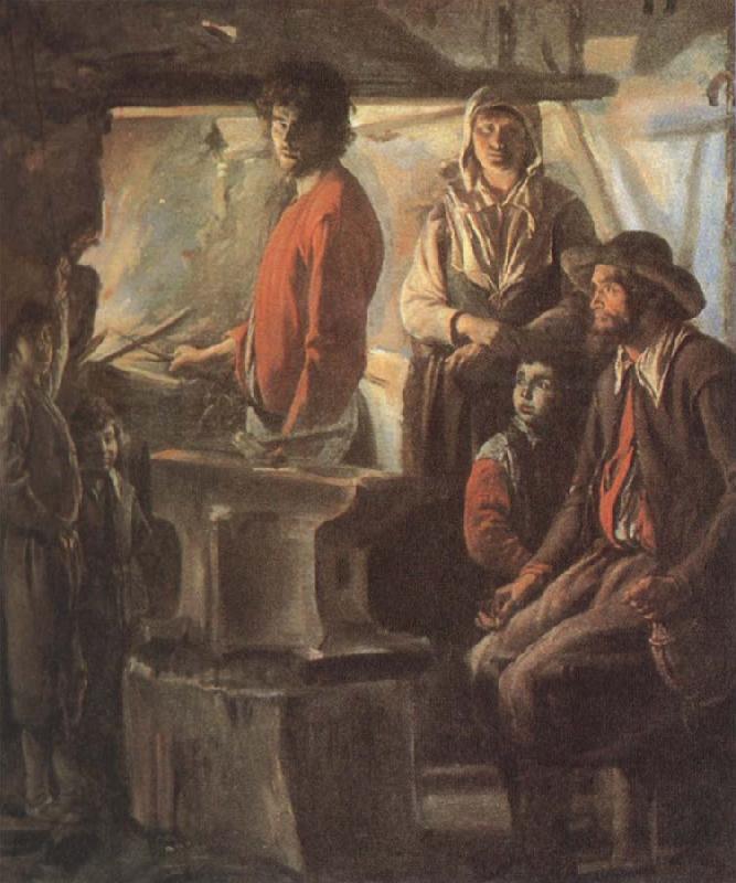 Antoine Le Nain Blacksmith at his forge Sweden oil painting art